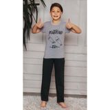 Mnk Baby & Kids Kısa Kol Tişört , Uzun Pantolon Erkek Çocuk Pijama M00672 - 7 Yaş - Gri - Yeşil