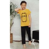 Mnk Baby & Kids Kısa Kol Tişört , Uzun Pantolon Erkek Çocuk Pijama M00672 - 8 Yaş - Sarı