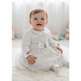 Mnk Baby & Kids Kız Bebek Taşlı Dantel Mevlit Elbise M00767 - 12 Ay - Ekru