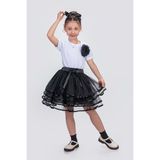 Mnk Baby & Kids Kız Çocuk Kat Kat Parlak Şeritli Fiyonklu Tütü Etek M00781 - Siyah - 10 Yaş