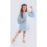 Mnk Baby & Kids Kız Çocuk Krep Plise Elbise MNK0595 - 5 Yaş - Mavi