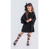 Mnk Baby & Kids Kız Çocuk Krep Plise Elbise MNK0595 Özel Günler İçin Şık Siyah Tasarım - 4 Yaş