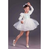 Mnk Baby & Kids Kız Çocuk Uzun Kol Tütü Gren Etekli Elbise Düğün İçin Abiye Pul Payetli MNK0583 - 11 - 12 Yaş - Beyaz