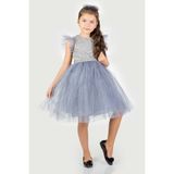 Mnk Baby & Kids Roza Dantel Tütü Kız Çocuk Abiye Elbise MNK0546 - Bej - 6 Yaş