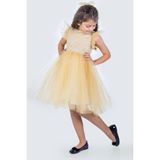 Mnk Baby & Kids Roza Dantel Tütü Kız Çocuk Abiye Elbise MNK0546 - Bej - 8 Yaş