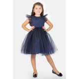 Mnk Baby & Kids Roza Dantel Tütü Kız Çocuk Abiye Elbise MNK0546 - Lacivert - 5 Yaş