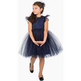 Mnk Baby & Kids Roza Dantel Tütü Kız Çocuk Abiye Elbise MNK0546 - Lacivert - 7 Yaş