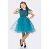 Mnk Baby & Kids Roza Dantel Tütü Kız Çocuk Abiye Elbise MNK0546 - Mavi - 5 Yaş