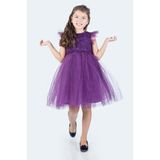 Mnk Baby & Kids Roza Dantel Tütü Kız Çocuk Abiye Elbise MNK0546 - Mürdüm - 4 Yaş