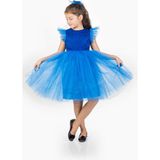 Mnk Baby & Kids Roza Dantel Tütü Kız Çocuk Abiye Elbise MNK0546 - Saks Mavi - 5 Yaş - Koyu Saks