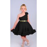 Mnk Baby & Kids Tek Omuz Kız Çocuk Abiye MNK0599 - Siyah - 1 Yaş