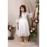 Mnk Baby & Kids Uzun Kol Dantel Makri Kız Çocuk Elbise MNK0600 - 6 Yaş - Beyaz