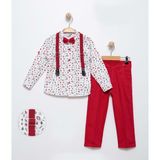 Mnk Baby & Kids Yılbaşı Temalı Noel Erkek Çocuk Takım MNK0656 - 8 Yaş - Beyaz - Kırmızı