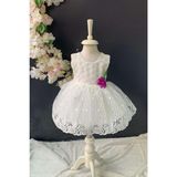 Mnk Baby Saç Bantlı Papatyalı Dantelli Bebek Elbise PNPN146 - 6 Ay - Beyaz
