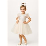 Mnk Baby&Kids Balon Kol Pul Payet Kız Çocuk Tütü Elbise M00751 BEYAZ