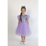 Mnk Baby&Kids Balon Kol Pul Payet Kız Çocuk Tütü Elbise M00751 LİLA