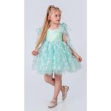 Mnk Baby&Kids Çiçek Brode Desen İmeros Kız Abiye M00736 MİNT YEŞİLİ