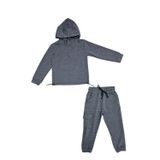Mnk Baby&Kids Kapşonlu Beli Lastik Detaylı Kız Çocuk Günlük Eşofman Takımı 2 İplik MNK0665 ANTRASİT