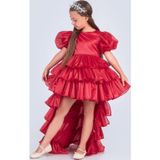 Mnk Baby&Kids Kız Çocuk Eklenebilir Kuyruk Detaylı, Taçlı Aspendos Abiye Elbise M00758 KIRMIZI
