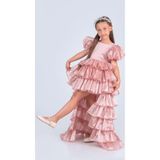 Mnk Baby&Kids Kız Çocuk Eklenebilir Kuyruk Detaylı, Taçlı Aspendos Abiye Elbise M00758 PUDRA