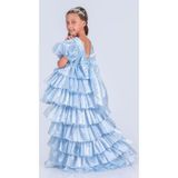 Mnk Baby&Kids Kız Çocuk Eklenebilir Kuyruk Detaylı, Taçlı Aspendos Abiye Parti Elbisesi M00758 MAVİ