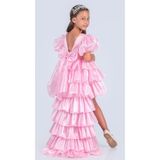 Mnk Baby&Kids Kız Çocuk Eklenebilir Kuyruk Detaylı, Taçlı Aspendos Abiye Parti Elbisesi M00758 PEMBE