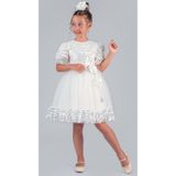 Mnk Baby&Kids Kız Çocuk Etek Ucu Pullu Venna Abiye Elbise M00761 BEYAZ