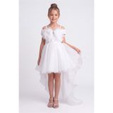 Mnk Baby&Kids Kız Çocuk Kuyruklu Kristal Limni Abiye Elbise M00856 BEYAZ