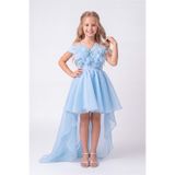 Mnk Baby&Kids Kız Çocuk Kuyruklu Kristal Limni Abiye Elbise M00856 MAVİ