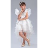 Mnk Baby&Kids Kız Çocuk Kuyruklu , Taçlı Vragia Abiye Elbise M00745 BEYAZ