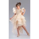 Mnk Baby&Kids Kız Çocuk Kuyruklu , Taçlı Vragia Abiye Elbise M00745 KREM