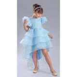 Mnk Baby&Kids Kız Çocuk Kuyruklu , Taçlı Vragia Abiye Elbise M00745 MAVİ