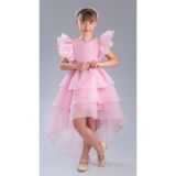 Mnk Baby&Kids Kız Çocuk Kuyruklu , Taçlı Vragia Abiye Elbise M00745 PEMBE