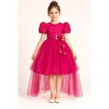 Mnk Baby&Kids Kız Çocuk Palmira Nakışlı Kuyruklu Abiye M00861 FUŞYA