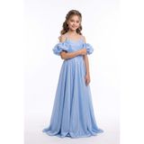 Mnk Baby&Kids Linos Kız Çocuk Saten Abiye Elbise M00838 MAVİ