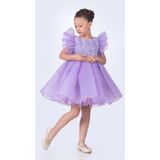 Mnk Baby&Kids Maronia Kız Çocuk Prenses Model Abiye Elbise - M00746 LİLA