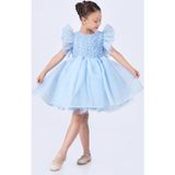 Mnk Baby&Kids Maronia Kız Çocuk Prenses Model Abiye Elbise - M00746 MAVİ