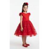 Mnk Baby&Kids Narince Kız Çocuk Abiye Elbise M00778 KIRMIZI