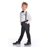 Mnk Baby&Kids Oxford Gömlek Uzun Pantolon Erkek Çocuk Takımı BEYAZ - SİYAH MNK0302