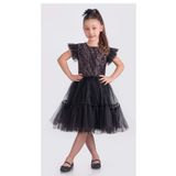 Mnk Baby&Kids Pul Payet Katkat Tütü Etekli Kız Çocuk Elbise Siyah - Pembe M00722