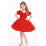 Mnk Baby&Kids Rosali Lase Detay Kız Tütü Abiye Elbise M00803 KIRMIZI