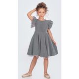 Mnk Baby&Kids Simli Şanzelize Kız Çocuk Abiye Elbise Gri M00669