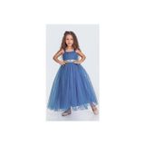 Mnk Baby&Kids Sırt Gipeli Tütü Etek Kız Çocuk Saten Parti Abiye Elbise Mnk0340 İndigo