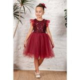Mnk Baby&Kids Tüllü Kız Çocuk Kpl Elbise Mnk0526 Bordo