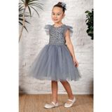 Mnk Baby&Kids Tüllü Kız Çocuk Kpl Elbise Mnk0526 Gri