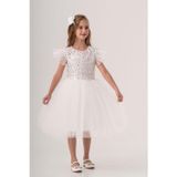 Mnk Baby&Kids Tüllü Kız Çocuk Kpl Elbise Mnk0526 Kar Beyaz