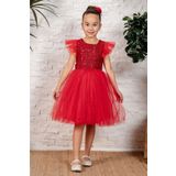 Mnk Baby&Kids Tüllü Kız Çocuk Kpl Elbise Mnk0526 Kırmızı