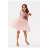 Mnk Baby&Kids Tüllü Kız Çocuk Kpl Elbise Mnk0526 Koyu Pembe
