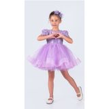 Mnk Baby&Kids Tütü Gren Etekli Kız Çocuk Pul Payetli Kısa Kol Kikidi Elbise LİLA MNK0601