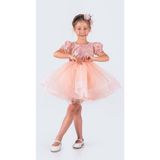 Mnk Baby&Kids Tütü Gren Etekli Kız Çocuk Pul Payetli Kısa Kol Kikidi Elbise SOMON MNK0601